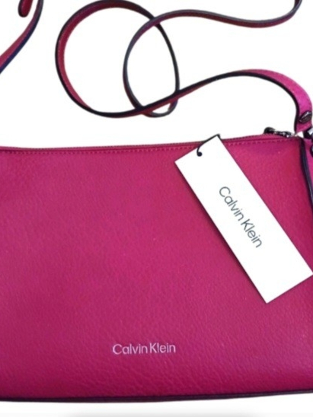 Calvin Klein Fuchsia Pink Pebble Leather Crossbody Bag